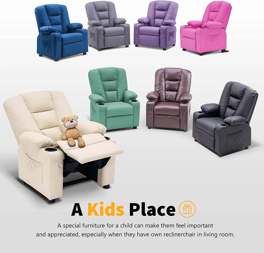 Faux Leather Recliner Chair with Cup Holders (Violet) B944