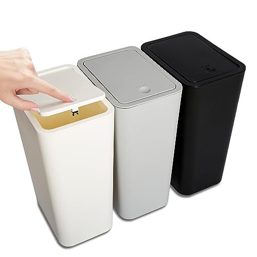 Grey 3 Pack Bathroom Trash Can with Lid Set J7862