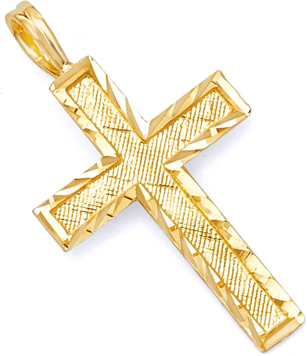 14k Yellow Gold Diamond Cut Cross Charm Pendant W7251