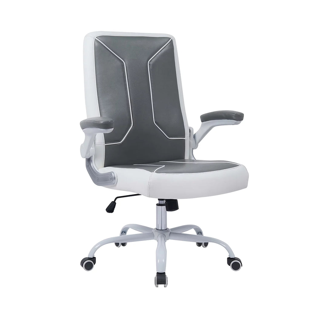 Grey/White Adjustable Height Office Desk Chair with Armrest R45431