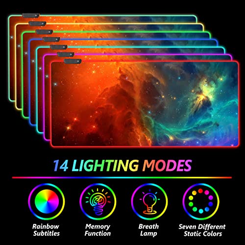 RGB Gaming Mouse Pad Large 35.4 x 15.8 inch Non-Slip Rubber Base P7913