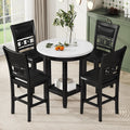 5-piece Counter Height Dining Round Table Set with Faux Marble Top and Four PU-leather Chairs, Dark Espresso Y730691