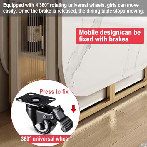 Folding Square Dining Table with Wheels and Storage Racks C228949