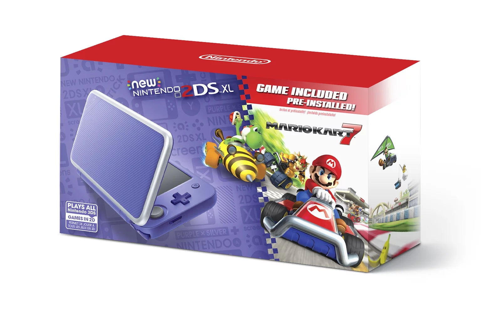 Purple & Silver 2DS XL System with Mario Kart 7 Pre-installed Q642