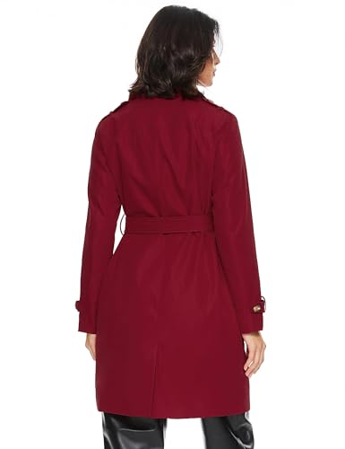 Women's Mid-length Double Breasted Trench Coat with Belt J698187
