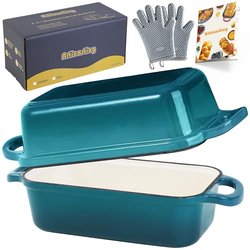 Enameled Cast Iron Bread Loaf Pan with Lid, Set of 2 S9815