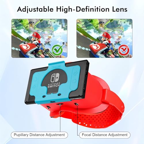 Red & Blue VR Headset with Adjustable HD Lenses and Head Strap D9486