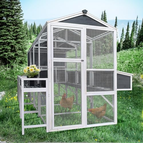 Gray 3-Tier Wooden Chicken Coop with Run L677648