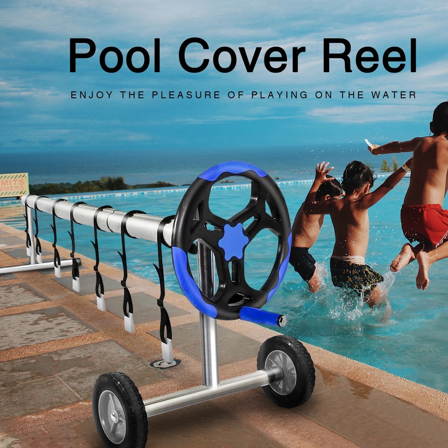 20 Ft Aluminum Pool Cover Reel Set (Blue) W664890