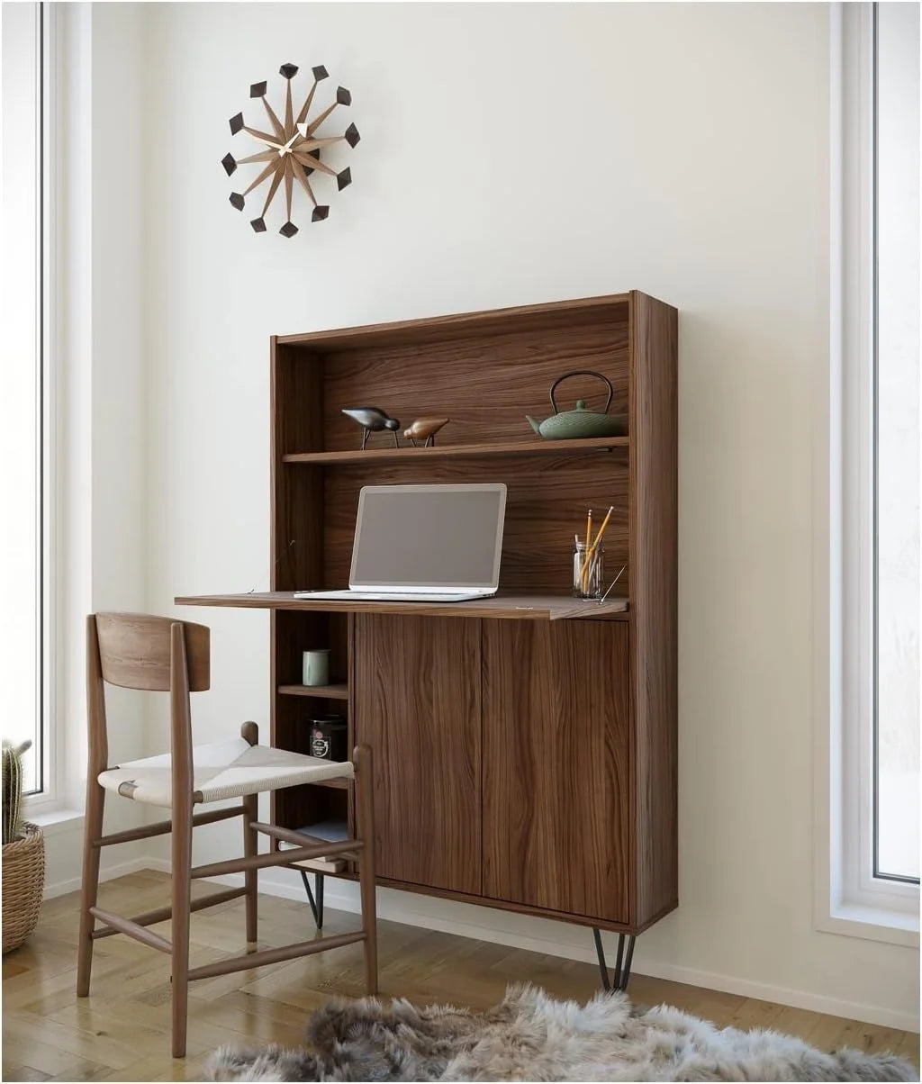 Slim Bar Cabinet Secretary Bookcase Desk With Storage X40141