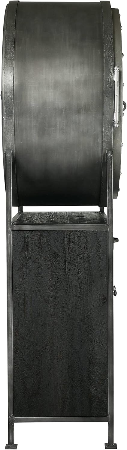 Aged Mocha Wine & Bar Cabinet with Metal Frame and 19-Bottle Wine Rack E46664