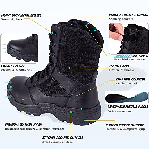 Men's Military Tactical Work Boots Side Zipper Army Combat Boots L966618