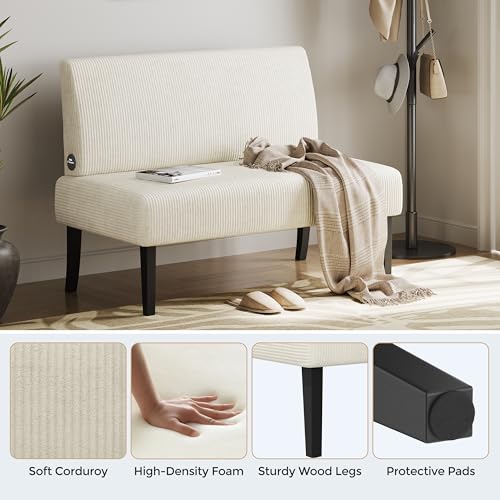 Beige Corduroy Armless Loveseat Futon V938