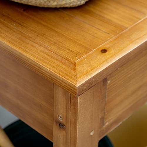 Brown Wooden Potting Bench Table with Shelves and Drawer H6819