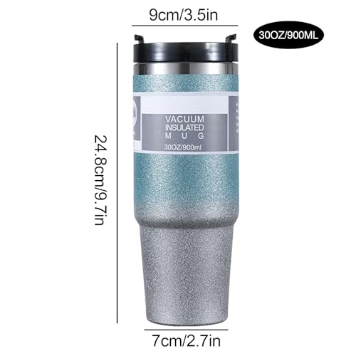 Double Layer Stainless Steel Insulated Mug with Lid, Gradient Color Travel Mug (pink orchid) P9651