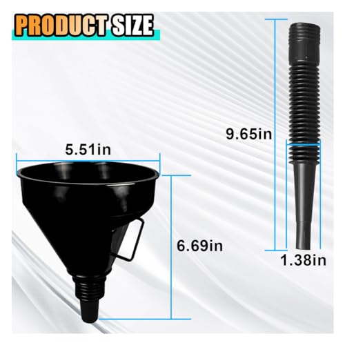 Wide Mouth Plastic Oil Funnel with Flexible Extension Nozzle and Mesh Screen Filter V6617