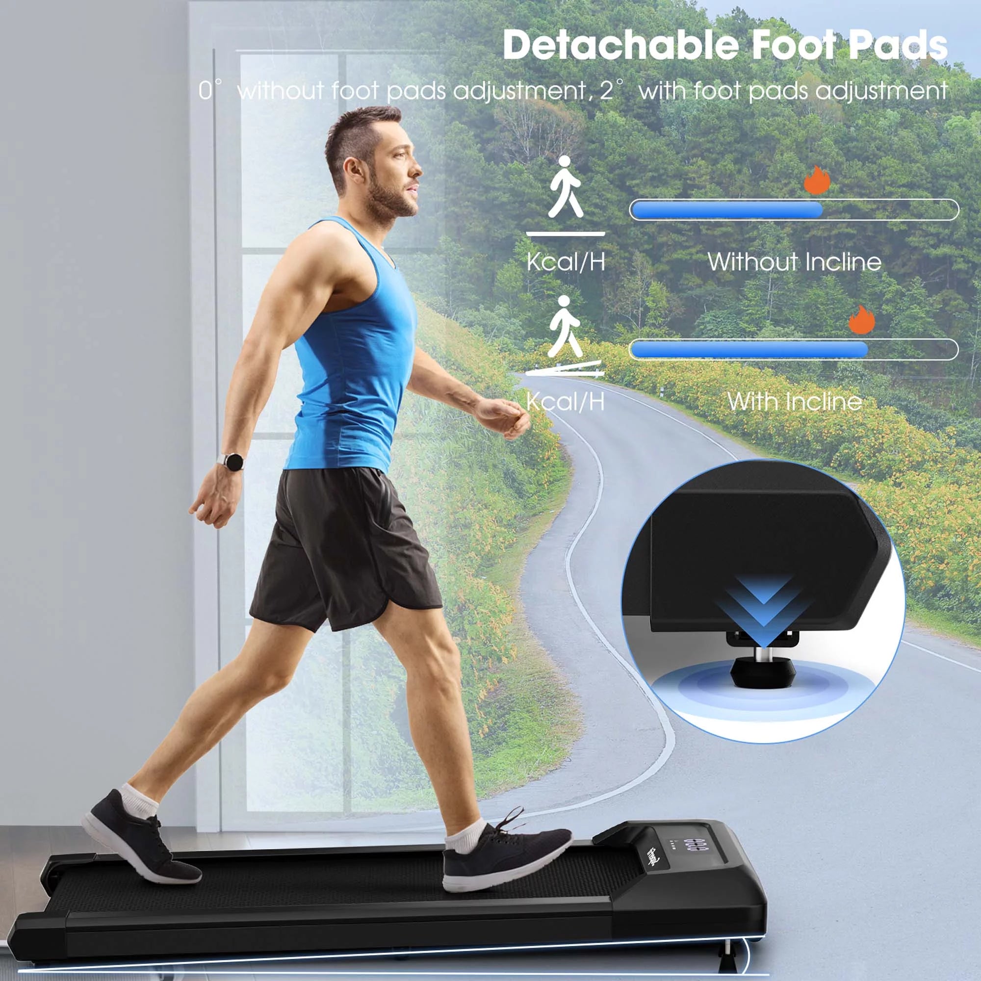 Black Walking Pad Under Desk Treadmill M485