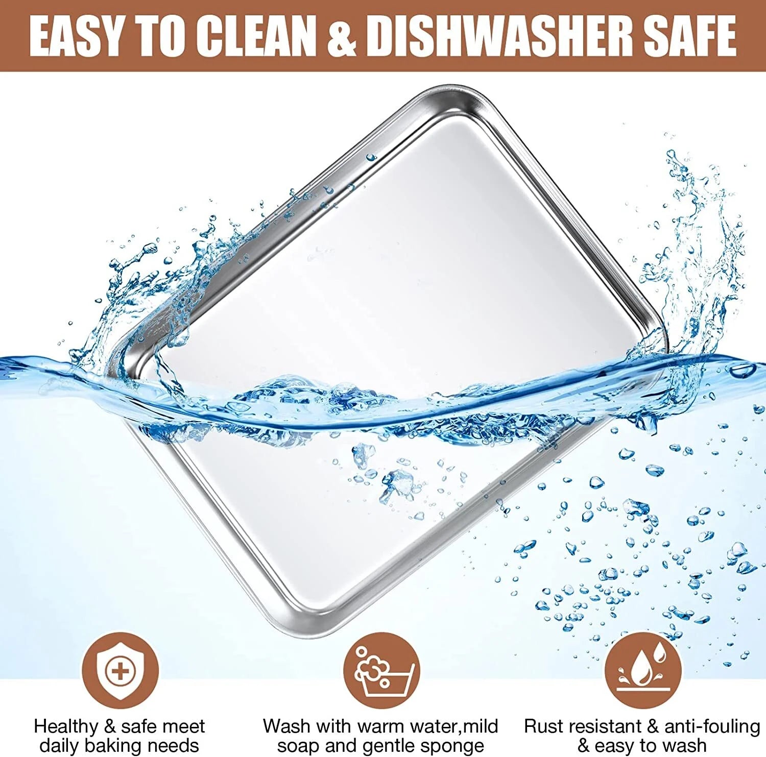 2 Piece Stainless Steel Baking Sheet, 10 x 8 x 1 inch N6570