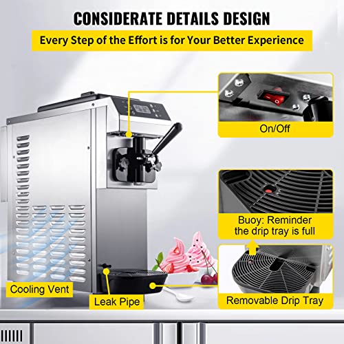 Soft Serve Ice Cream Machine, 3.4 Gal/H, Single Flavor, 1200W M641