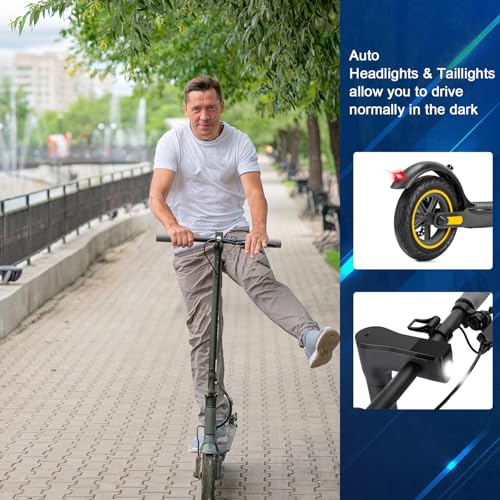 Electric Scooter with 10" Solid Tires, 600W Peak Motor, 20Miles Range, 19Mph Speed I47643
