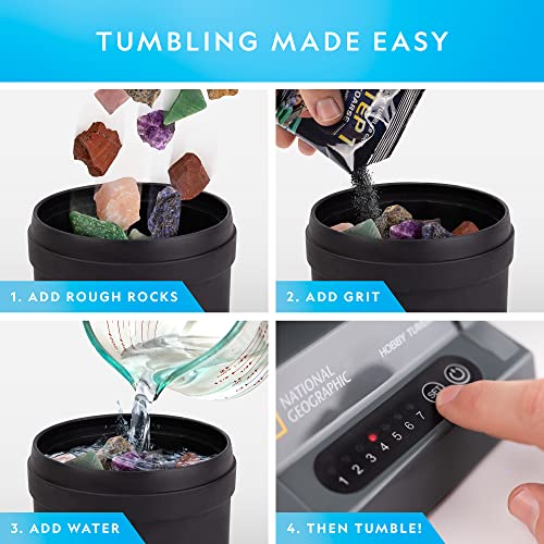 Hobby Rock Tumbler Kit with Noise-Reduced Barrel, 2.5 Pounds Raw Gemstone & Jasper Mix H28836