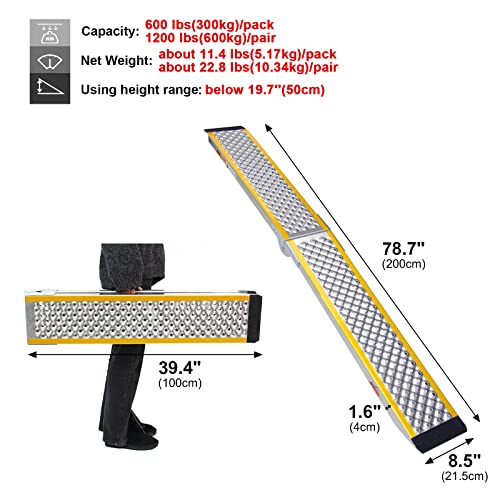 78.7" L × 8.5" W 600 lbs Capacity Foldable Aluminum Loading Ramp T287518