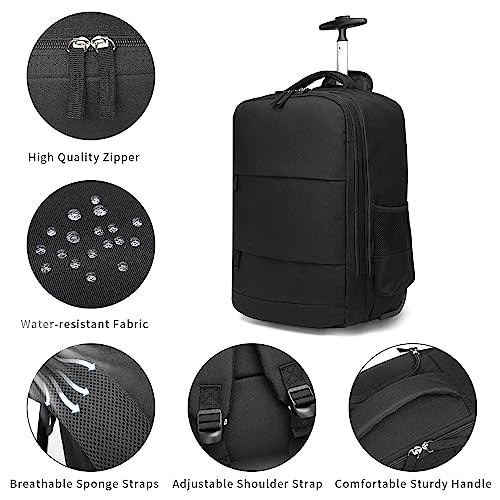 Black Wheeled Laptop Backpack with Wheels G39674