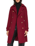 Women's Mid-length Double Breasted Trench Coat with Belt J698187