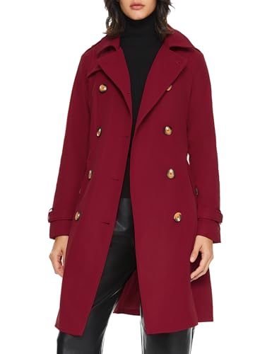 Women's Mid-length Double Breasted Trench Coat with Belt J698187