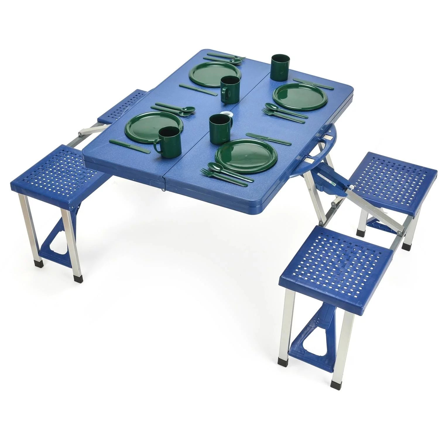 Portable Folding Picnic Table with 4 Seats D780424