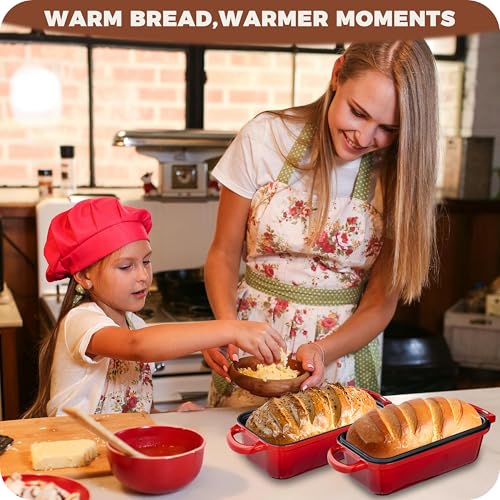 Enameled Cast Iron Bread Loaf Pan with Lid, Set of 2 S9815