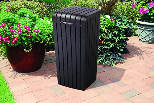 32 Gallon Resin Trash Can with Lid Brown H173