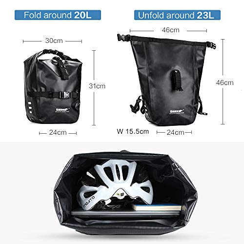 Black 20L Waterproof Bicycle Pannier Rear Seat Bag X14759