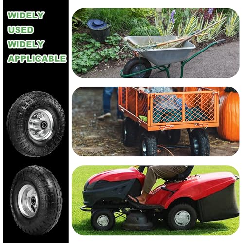 (2 Pack) 4.10/3.50-4 Tire and Wheel - 10 Inch Heavy Duty Pneumatic Tire with 5/8" Bearings and 2.2" Offset Hub H526068