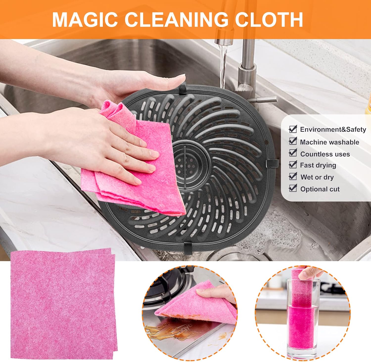 Nonstick Air Fryer Crisper Plate Tray with Rubber Bumpers for 7QT Air Fryer Y40902