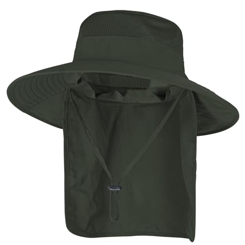 UPF 50+ Breathable Wide Brim Bucket Hat with Neck Flap X1210