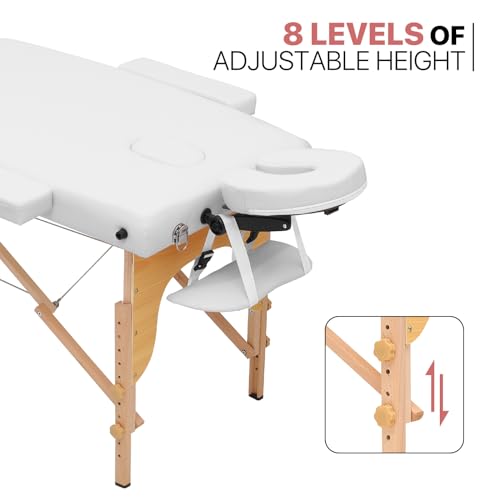 White 3 Fold Portable Massage Table with Carry Case N834578