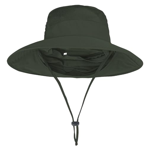 UPF 50+ Breathable Wide Brim Bucket Hat with Neck Flap X1210