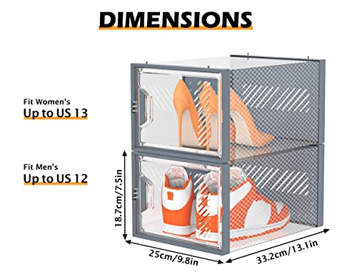 12 Pack Clear Plastic Stackable Shoe Storage Boxes C2311