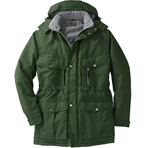 Men's Big & Tall Fleece-Lined Parka With Detachable Hood And 6 Pockets K950