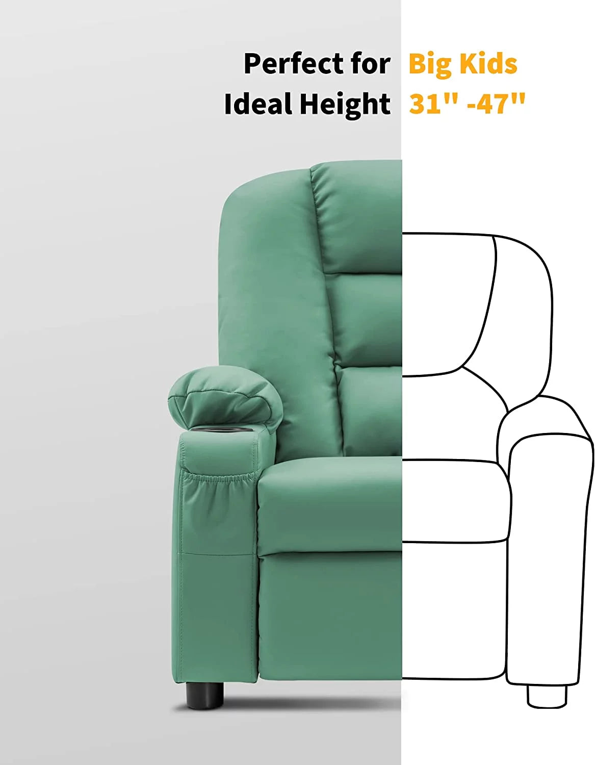 Faux Leather Recliner Chair with Cup Holders (Violet) B944