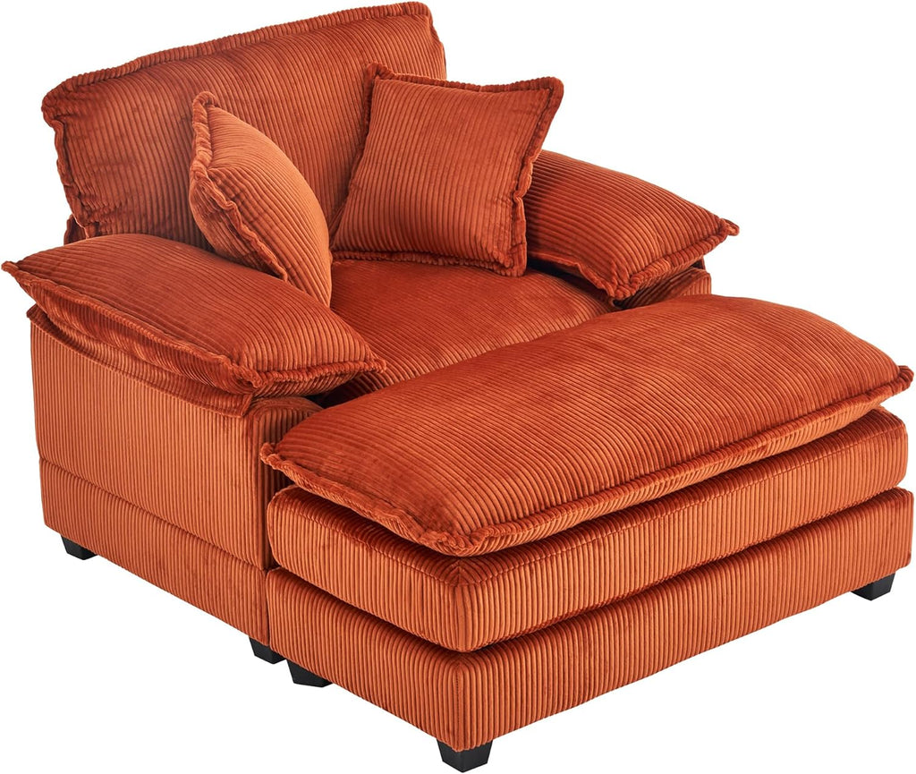 Oversized Corduroy Chaise Lounge with Ottoman P45465