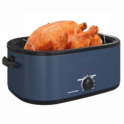 Silver Stainless Steel Electric Roaster Oven with Removable Pan and Rack T6966