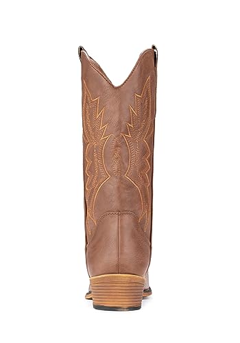 Cowboy Boots Pull On Pointy Toe Mid Calf Boots T9082
