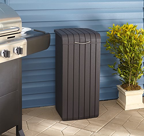 32 Gallon Resin Trash Can with Lid Brown H173