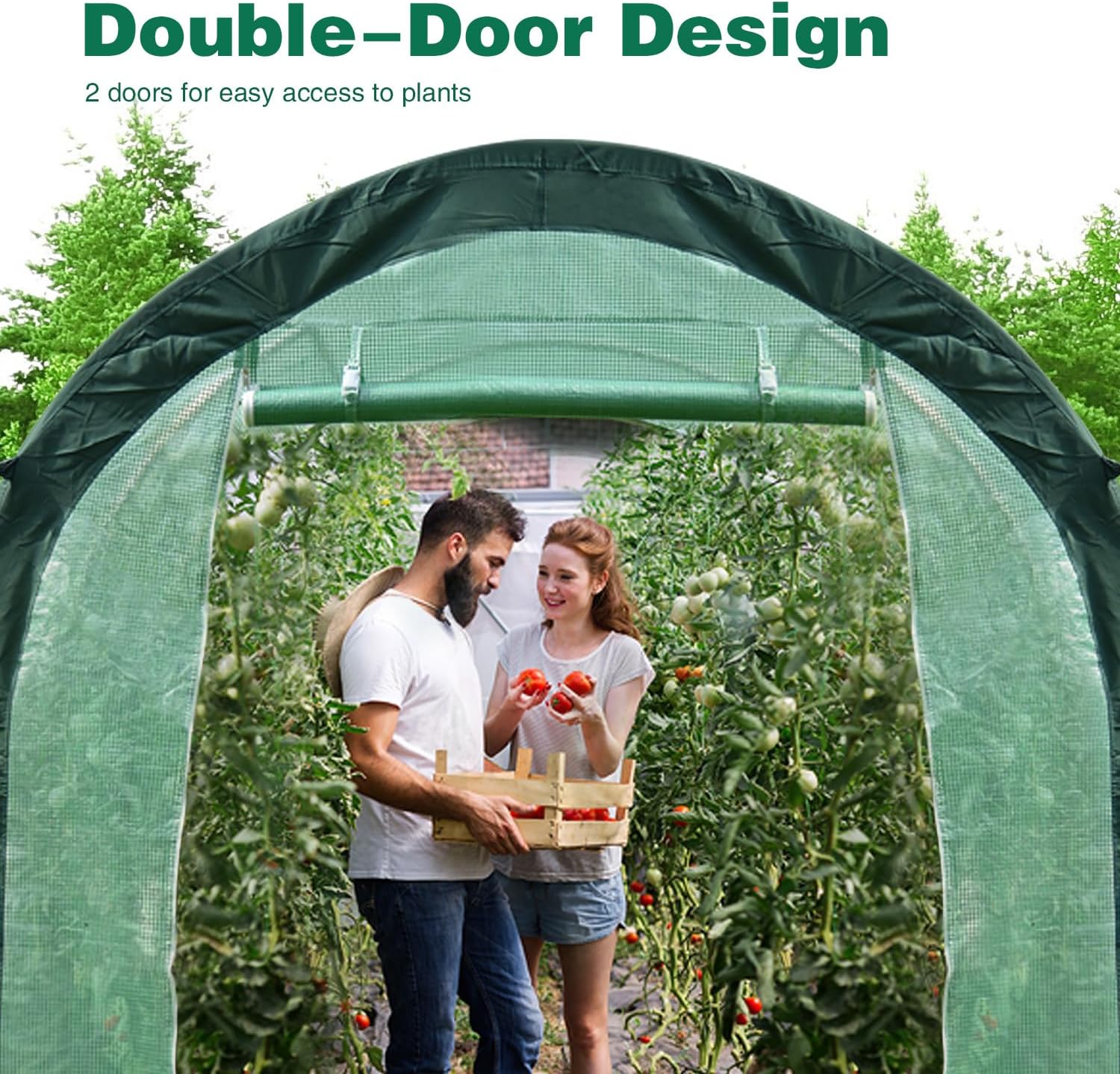 12 x 7 x 7ft Portable Walk-in Tunnel Greenhouse with 2 Zippered Doors 6 Screen Windows K66951