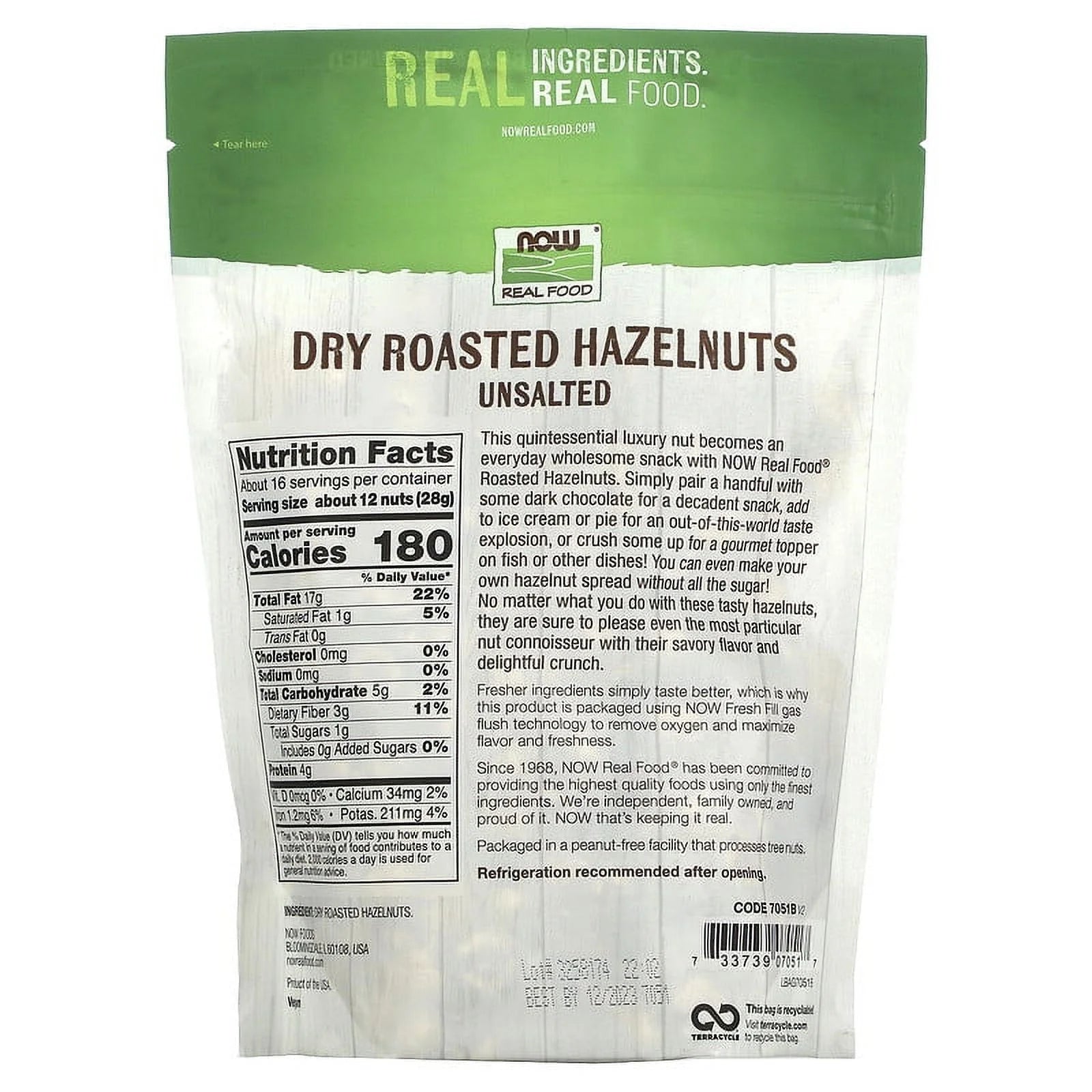 Hazelnuts, Dry Roasted & Unsalted, 16 oz L189755