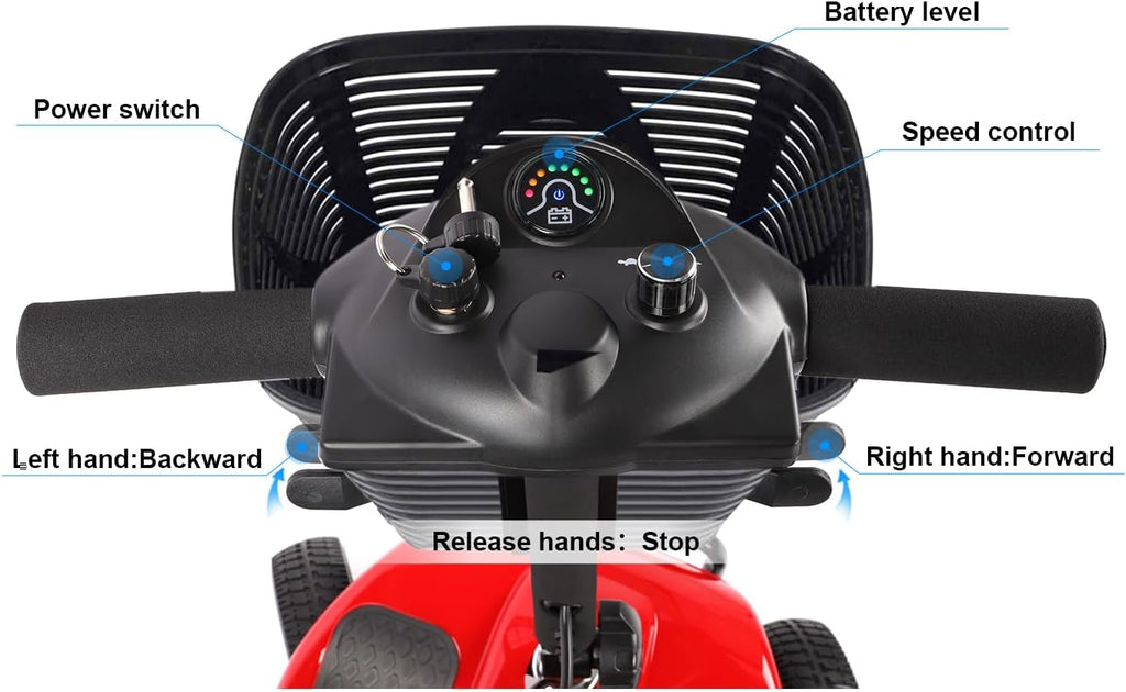 Red 4 Wheel Mobility Scooter with Basket and Extended Battery Y942