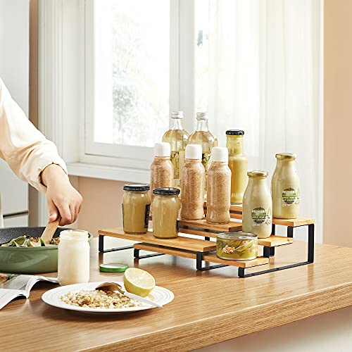 Set of 2 Bamboo Shelf Risers in Ink Black and Natural Beige P72831