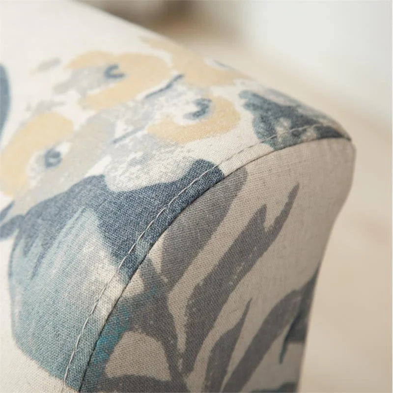 Blue Leaves Fabric Armless Accent Chair I128035